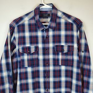 Zara Man Tailored Fit Plaid Long Sleeve Button Up Shirt Size Medium Mens Cotton